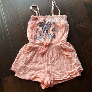 🍑 Girls Peach Romper with removable spaghetti straps 🍑